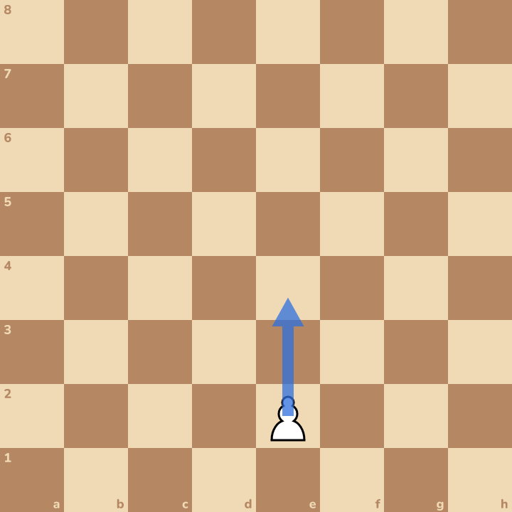 New position. On its very first move, a pawn may take two steps.