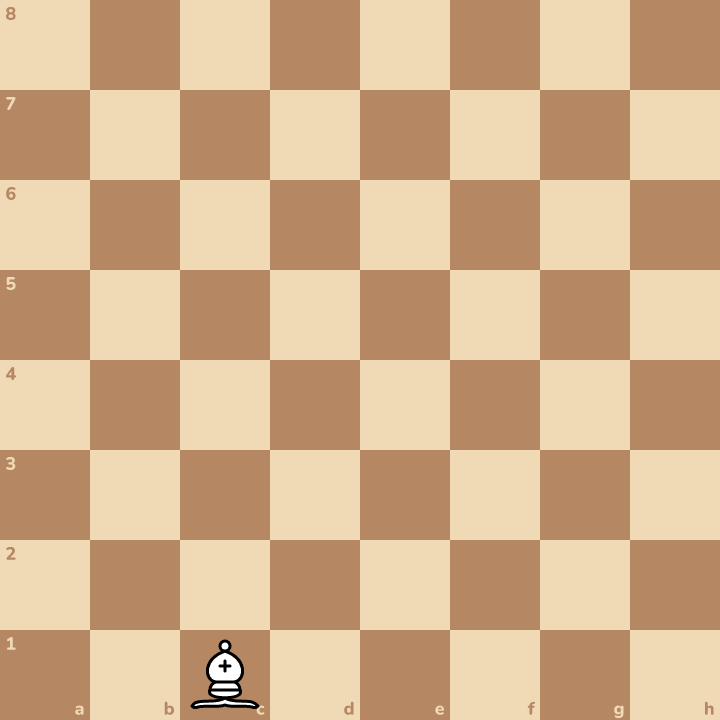 Here's a new position. Look! A bishop always stays on squares of the same colour.