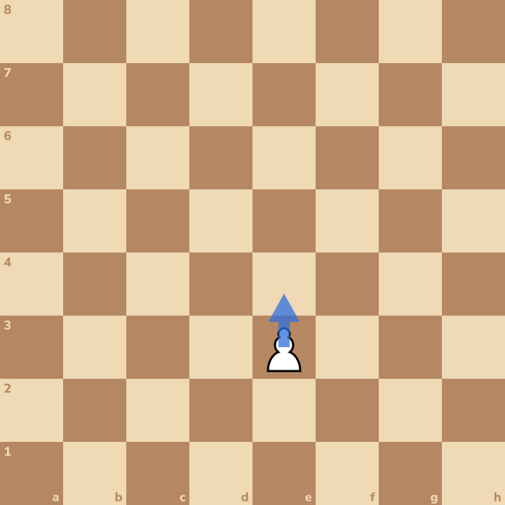 A pawn moves straight forward, one step at a time. It never goes backwards.