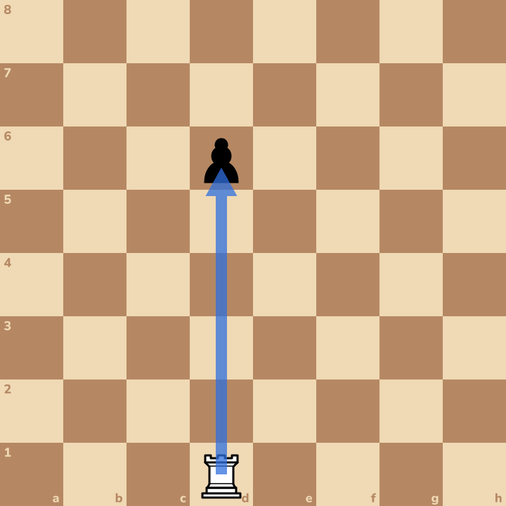 A rook captures by landing on an enemy piece. The piece is taken off the board.